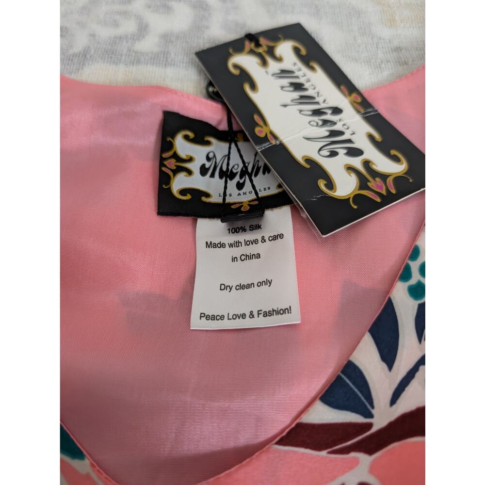 NWT Meghan Los Angeles 100% Silk Kimono Mini Dress Size 6 - Picture 9 of 14